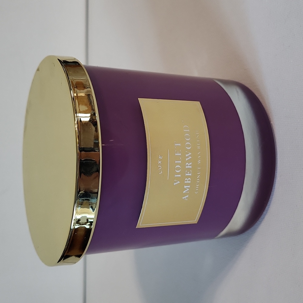 NEW Luxe Violet Amberwood Coconut Wax Blend Purple Candle